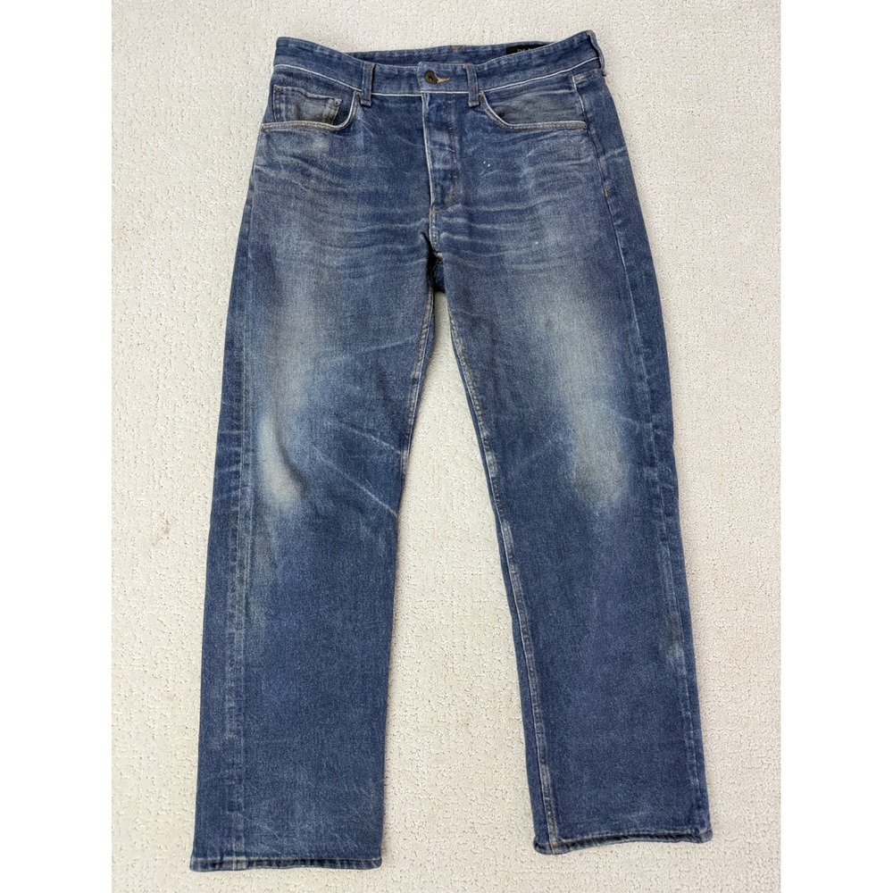 Rag & Bone Miramar Jeans Mens 32 Blue Trompe L'oeil Faded Print Straight Leg
